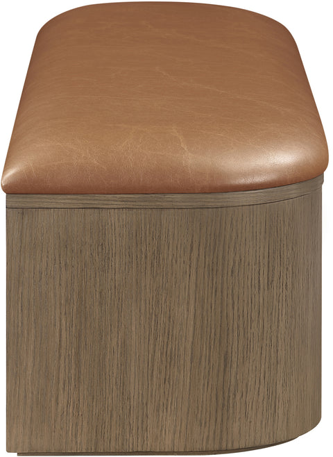 Nova Cognac Vegan Leather Upholstered Storage Bench, 1 Piece (Style 2)