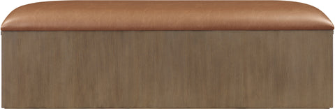 Nova Cognac Vegan Leather Upholstered Storage Bench, 1 Piece (Style 2)