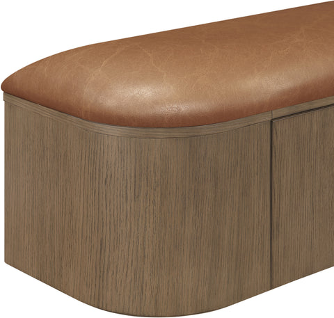 Nova Cognac Vegan Leather Upholstered Storage Bench, 1 Piece (Style 2)