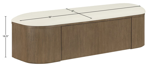 Nova Cream Vegan Leather Upholstered Storage Bench, 1 Piece (Style 2)