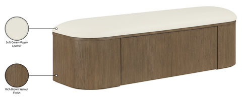 Nova Cream Vegan Leather Upholstered Storage Bench, 1 Piece (Style 2)