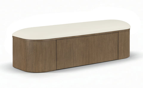 Nova Cream Vegan Leather Upholstered Storage Bench, 1 Piece (Style 2)