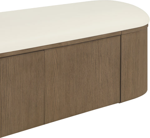 Nova Cream Vegan Leather Upholstered Storage Bench, 1 Piece (Style 2)