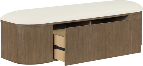 Nova Cream Vegan Leather Upholstered Storage Bench, 1 Piece (Style 2)