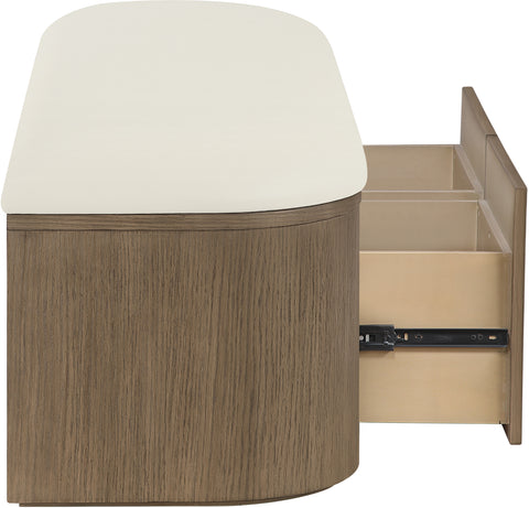 Nova Cream Vegan Leather Upholstered Storage Bench, 1 Piece (Style 2)