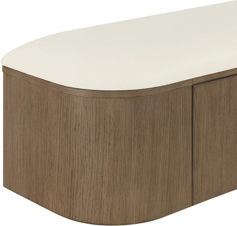 Nova Cream Vegan Leather Upholstered Storage Bench, 1 Piece (Style 2)