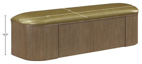 Nova Olive Vegan Leather Upholstered Storage Bench, 1 Piece (Style 2)