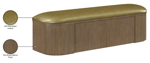 Nova Olive Vegan Leather Upholstered Storage Bench, 1 Piece (Style 2)