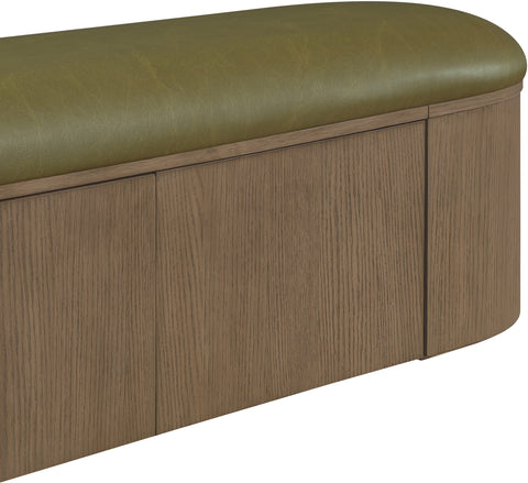 Nova Olive Vegan Leather Upholstered Storage Bench, 1 Piece (Style 2)