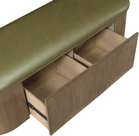 Nova Olive Vegan Leather Upholstered Storage Bench, 1 Piece (Style 2)