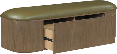 Nova Olive Vegan Leather Upholstered Storage Bench, 1 Piece (Style 2)
