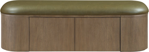 Nova Olive Vegan Leather Upholstered Storage Bench, 1 Piece (Style 2)