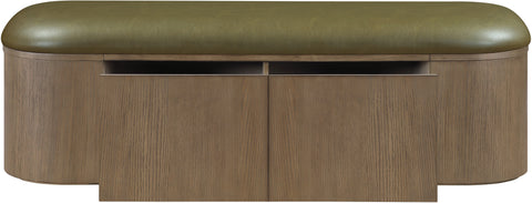 Nova Olive Vegan Leather Upholstered Storage Bench, 1 Piece (Style 2)