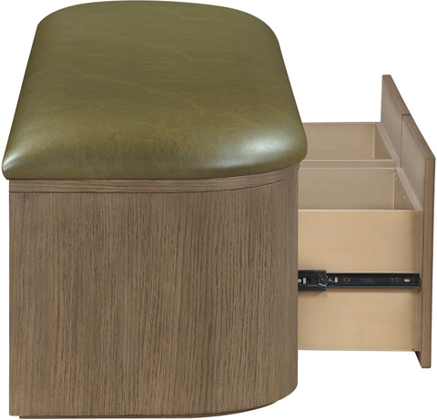 Nova Olive Vegan Leather Upholstered Storage Bench, 1 Piece (Style 2)