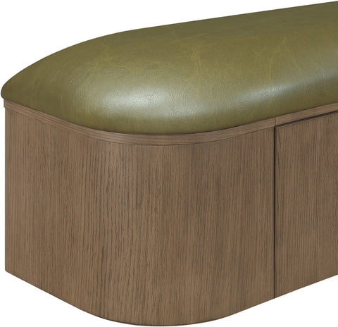 Nova Olive Vegan Leather Upholstered Storage Bench, 1 Piece (Style 2)