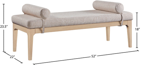 Arden Beige Linen Textured Fabric Upholstered Bench, 1 Piece