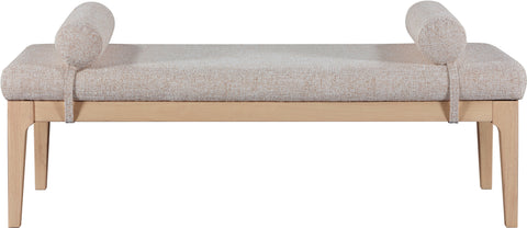 Arden Beige Linen Textured Fabric Upholstered Bench, 1 Piece