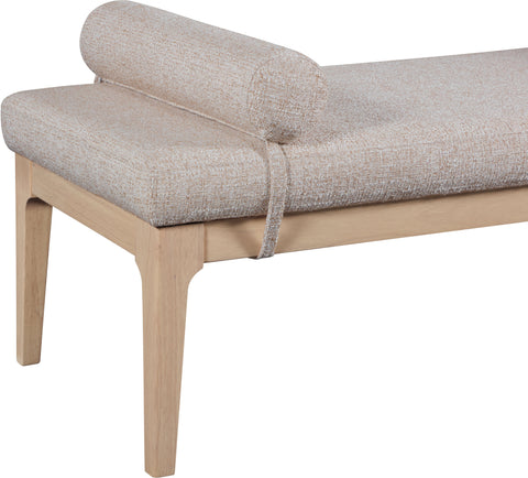 Arden Beige Linen Textured Fabric Upholstered Bench, 1 Piece
