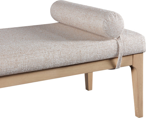 Arden Beige Linen Textured Fabric Upholstered Bench, 1 Piece
