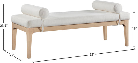 Arden Cream Linen Textured Fabric Upholstered Bench, 1 Piece