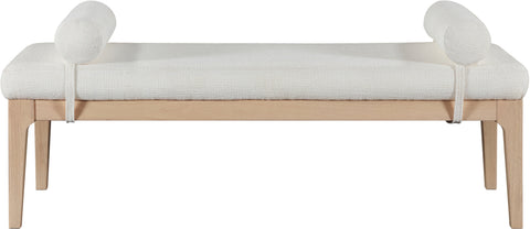 Arden Cream Linen Textured Fabric Upholstered Bench, 1 Piece