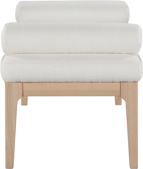Arden Cream Linen Textured Fabric Upholstered Bench, 1 Piece