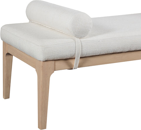 Arden Cream Linen Textured Fabric Upholstered Bench, 1 Piece