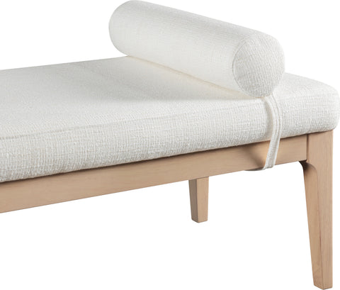 Arden Cream Linen Textured Fabric Upholstered Bench, 1 Piece