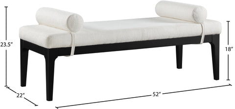 Arden Cream Linen Textured Fabric Upholstered Bench, 1 Piece (Style 2)