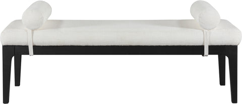 Arden Cream Linen Textured Fabric Upholstered Bench, 1 Piece (Style 2)
