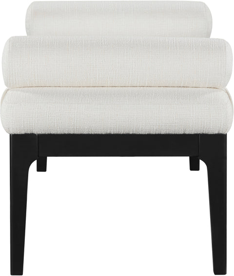 Arden Cream Linen Textured Fabric Upholstered Bench, 1 Piece (Style 2)