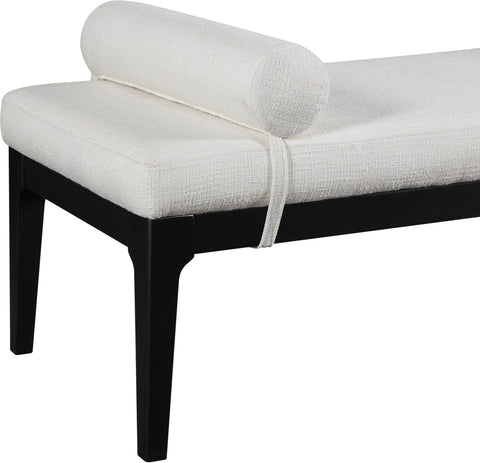 Arden Cream Linen Textured Fabric Upholstered Bench, 1 Piece (Style 2)
