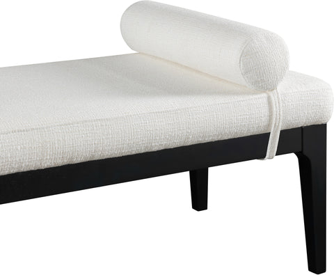 Arden Cream Linen Textured Fabric Upholstered Bench, 1 Piece (Style 2)