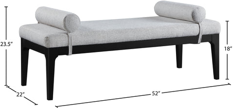 Arden Grey Linen Textured Fabric Upholstered Bench, 1 Piece