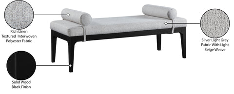 Arden Grey Linen Textured Fabric Upholstered Bench, 1 Piece