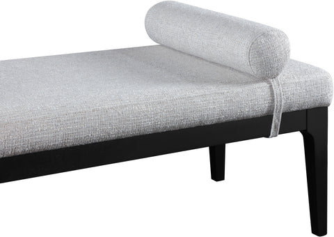 Arden Grey Linen Textured Fabric Upholstered Bench, 1 Piece
