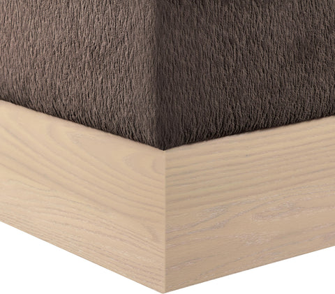 Faye Brown Velour Fur Fabric Upholstered Ottoman, 1 Piece