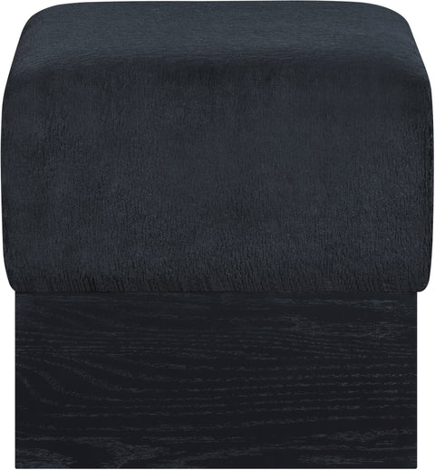 Faye Black Velour Fur Fabric Upholstered Ottoman, 1 Piece (Style 2)