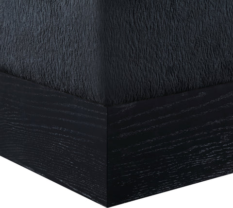 Faye Black Velour Fur Fabric Upholstered Ottoman, 1 Piece (Style 2)