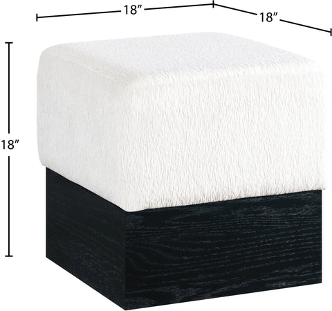 Faye Cream Velour Fur Fabric Upholstered Ottoman, 1 Piece (Style 2)