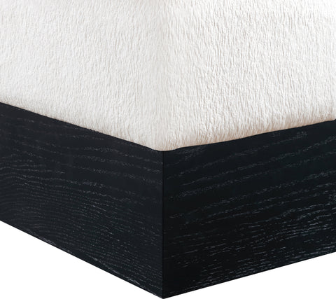 Faye Cream Velour Fur Fabric Upholstered Ottoman, 1 Piece (Style 2)