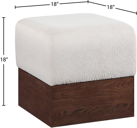 Faye Beige Velour Fur Fabric Upholstered Ottoman, 1 Piece (Style 2)