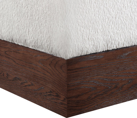 Faye Beige Velour Fur Fabric Upholstered Ottoman, 1 Piece (Style 2)