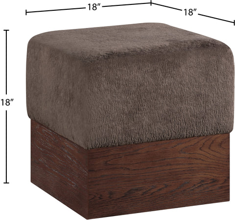 Faye Brown Velour Fur Fabric Upholstered Ottoman, 1 Piece (Style 2)