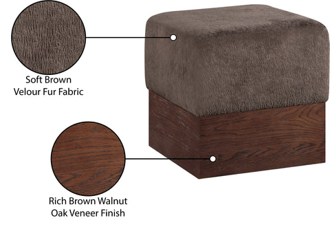 Faye Brown Velour Fur Fabric Upholstered Ottoman, 1 Piece (Style 2)