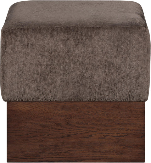 Faye Brown Velour Fur Fabric Upholstered Ottoman, 1 Piece (Style 2)