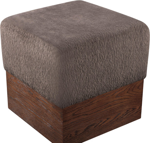 Faye Brown Velour Fur Fabric Upholstered Ottoman, 1 Piece (Style 2)