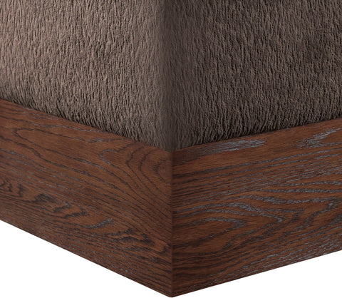 Faye Brown Velour Fur Fabric Upholstered Ottoman, 1 Piece (Style 2)