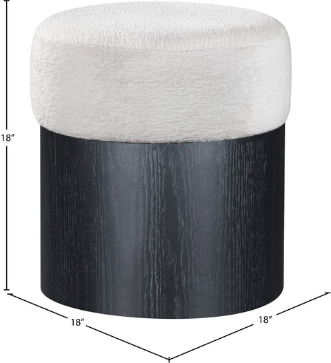 Celine Cream Velour Fur Fabric Upholstered Ottoman, 1 Piece (Style 2)