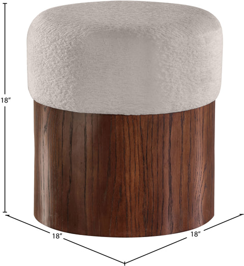 Celine Beige Velour Fur Fabric Upholstered Ottoman, 1 Piece (Style 2)